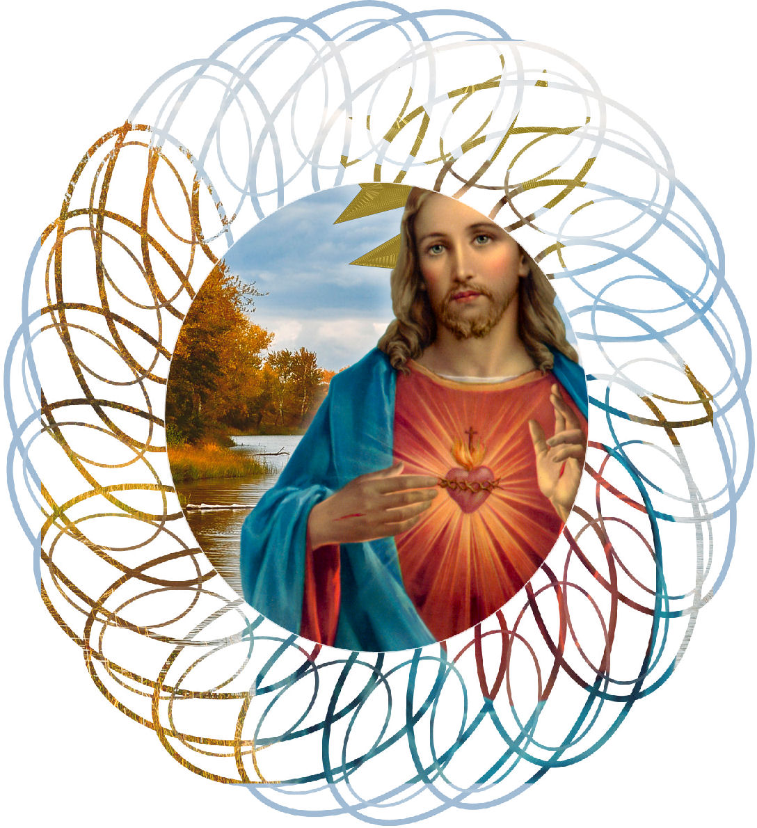 SACRED HEART WITH PHOTO EDGE