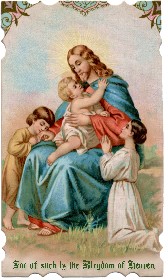HOLY CARD IMAGE OF JESUS WITH CHILDREN