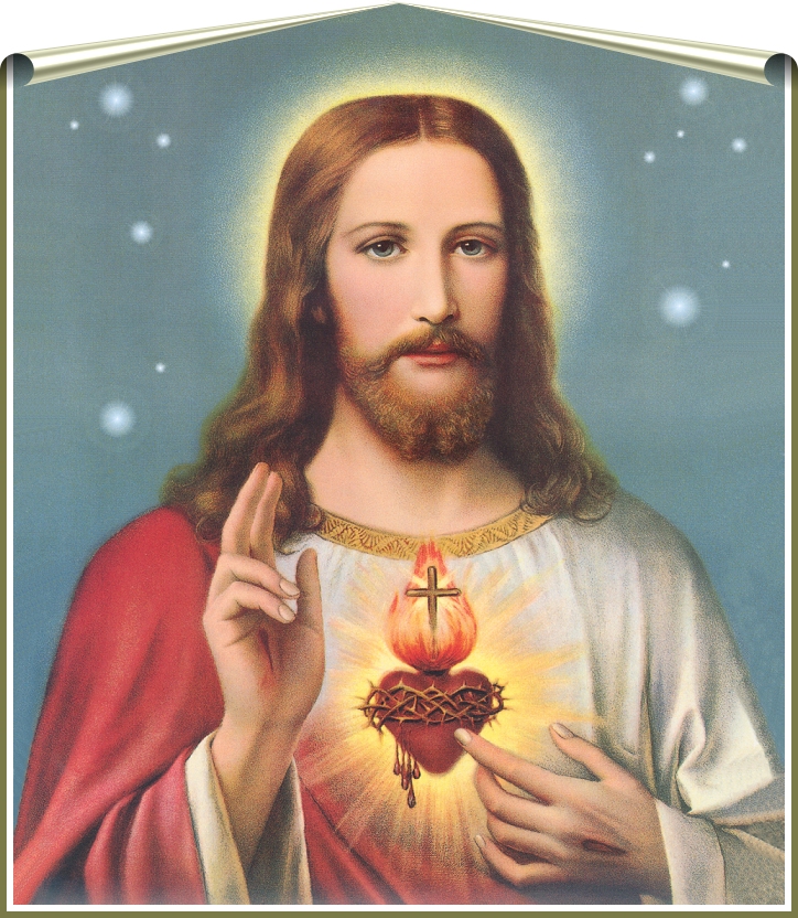 SACRED HEART WITH ORBS AND PAGE CURLS