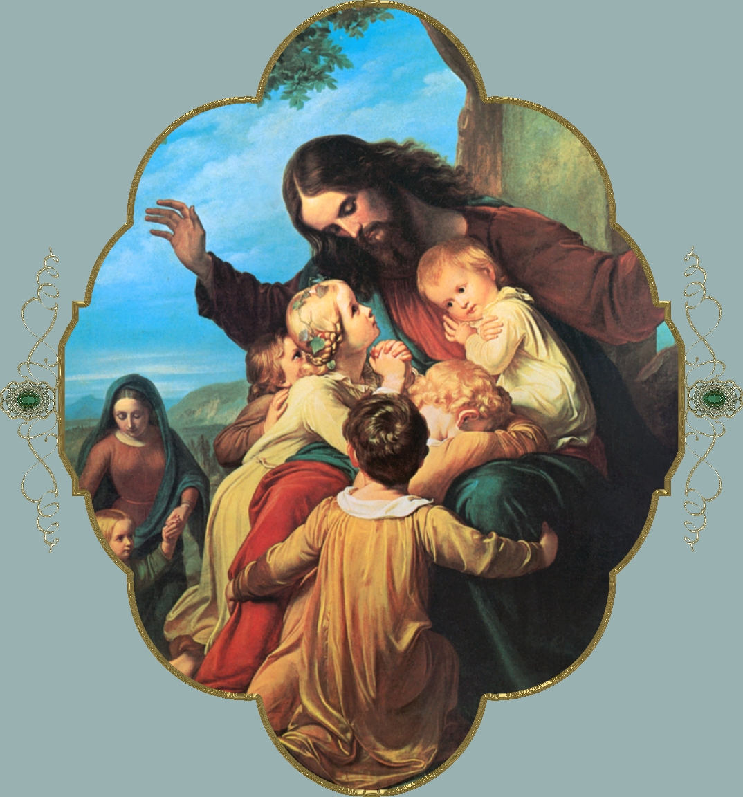 CHRIST WITH CHILDREN ORNATE