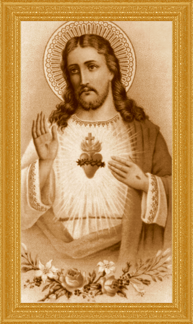 THE SACRED HEART IN GOLD FRAME