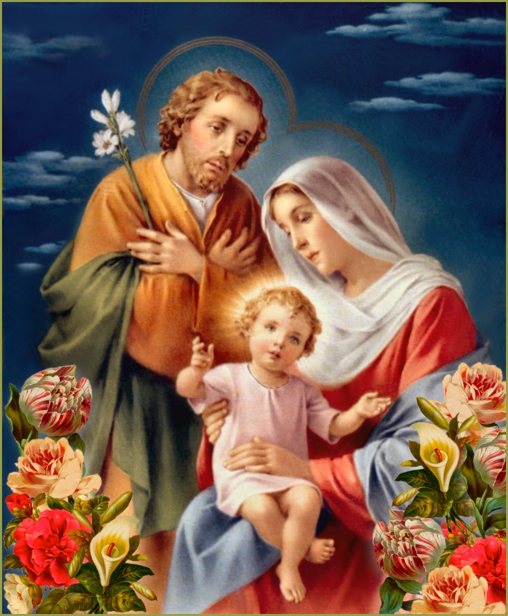 HOLY FAMILY WITH FLOWERS