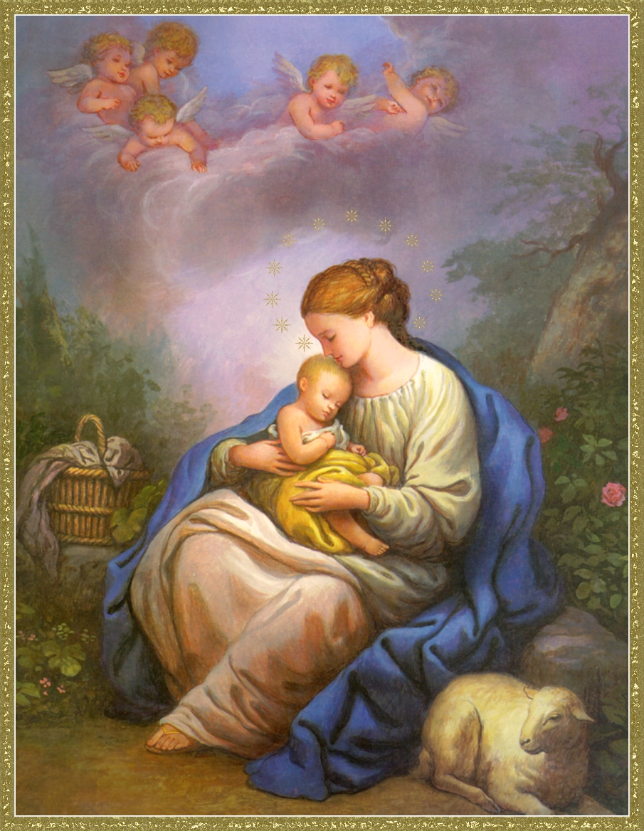 MADONNA AND CHILD WITH LAMB AND CHERUBS