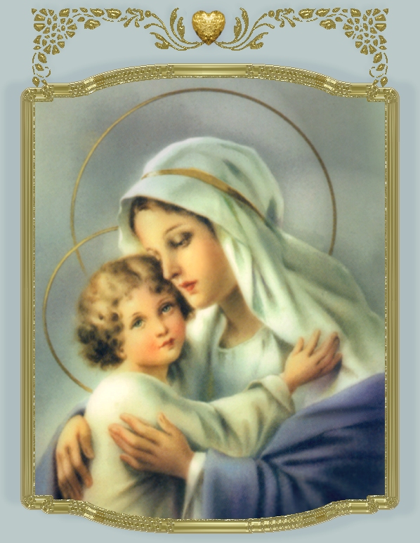 MADONNA AND CHILD IN GOLD FRAME