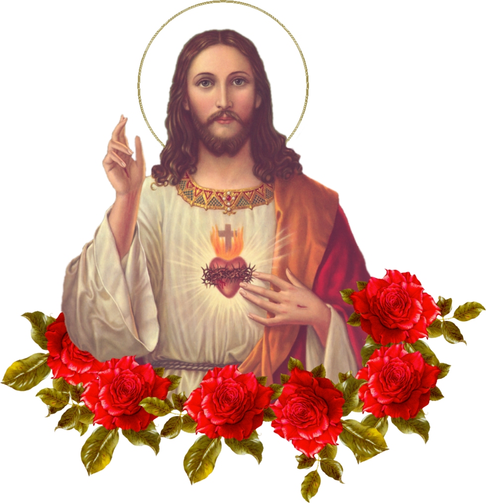 SACRED HEART WITH ROSES