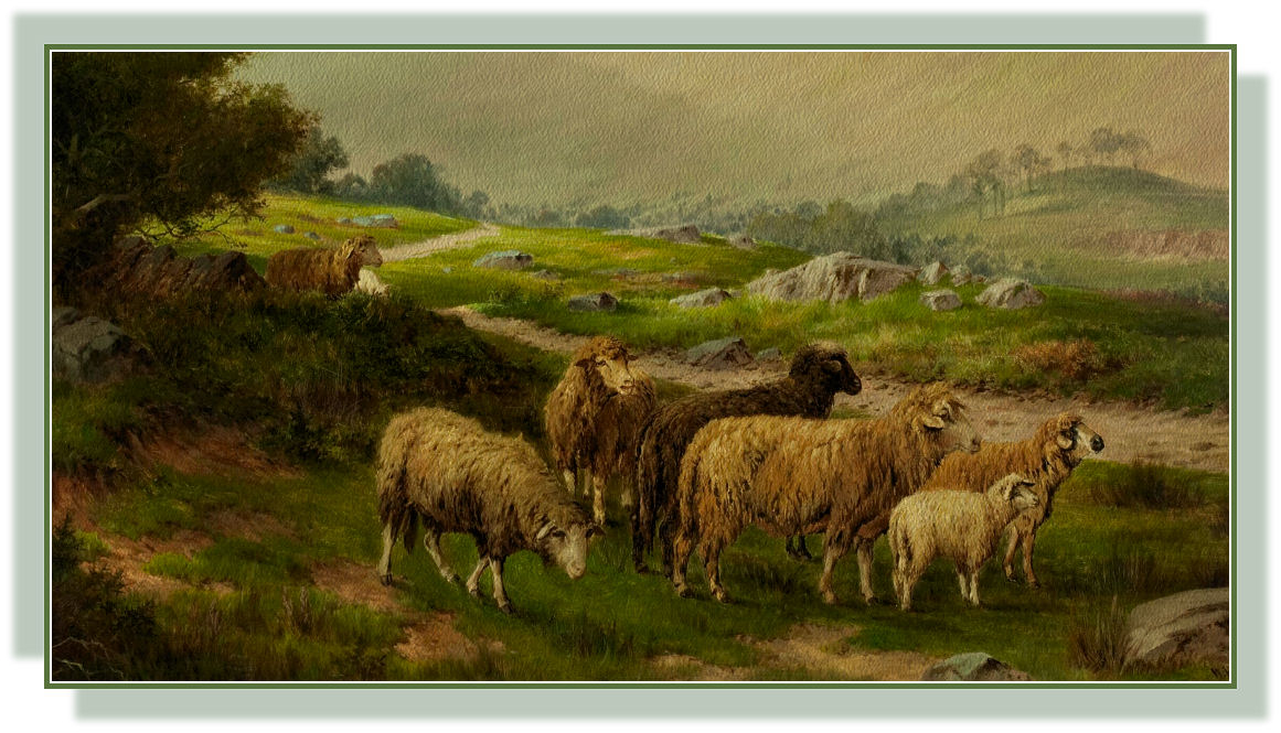 NINETEENTH CENTURY PAINTING OF SHEEP GRAZING